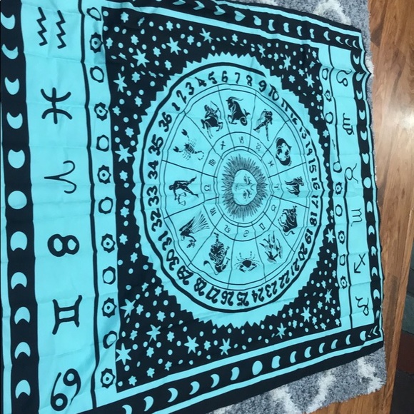 Black & Teal Astrology Wall Tapestry - Picture 2 of 2